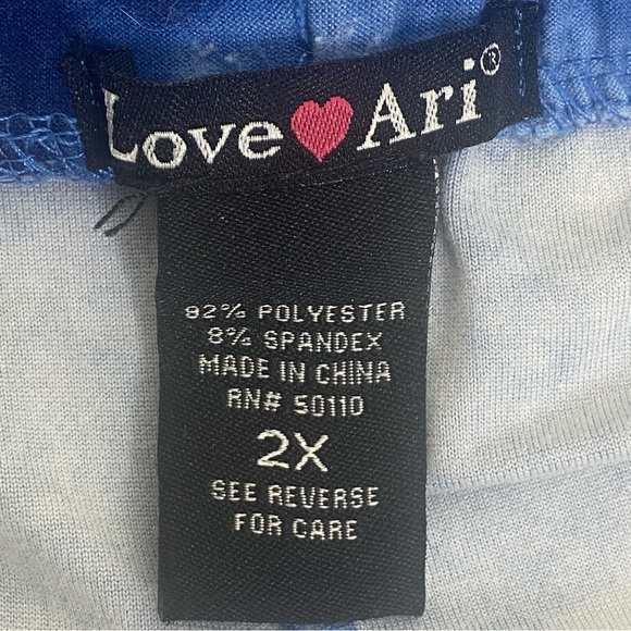 Love Ari Tie-Dye Striped Soft Running Shorts 2X Blue White Elastic Waist Casual - Picture 7 of 9